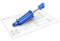 3d illustration of hydraulic cylinder Royalty Free Stock Photo