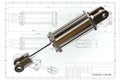 3d illustration of hydraulic cylinder