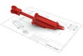 3d illustration of hydraulic cylinder Royalty Free Stock Photo