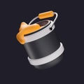 3d illustration icon 3d render isolated icon ui ux vector paint bucket paint cans color colours orange black