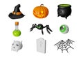 3D illustration icons set for a Halloween holiday isolated on a white background Royalty Free Stock Photo