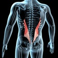 3d illustration of the iliocostalis lumborum muscles anatomical position on xray body