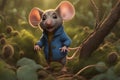 3D illustration of Illustrate an image of a timid little mouse