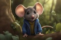 3D illustration of Illustrate an image of a timid little mouse