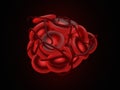 3d Illustration of illustration of a blood clot, thrombus or embolus with coagulated red blood cells.