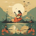 2d illustration of Indian classical music poster Royalty Free Stock Photo