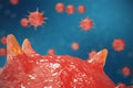 3d illustration of Influenza Virus H1N1. Swine Flu, infect organism, viral disease epidemic. Royalty Free Stock Photo