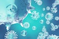 3D illustration of Influenza Virus H1N1. Swine Flu, infect organism, viral disease epidemic. Royalty Free Stock Photo