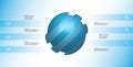 3D illustration infographic template with ball askew sliced to six shifted parts