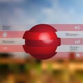 3D illustration infographic template with ball sliced to five parts and stacked with shifted elements