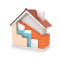 3d illustration of insulation of external walls