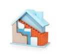 3d illustration of insulation of external walls Royalty Free Stock Photo