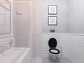 3d illustration of a interior design bathroom. 3D render before and after texturing Royalty Free Stock Photo