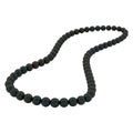 3D illustration isolated black pearl necklace beads on a white b