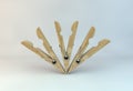 3d illustration isolated clothespin wood composition on white background - housewife concept symbol