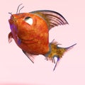 3d-illustration of an isolated colorful alien fantasy fish creature Royalty Free Stock Photo