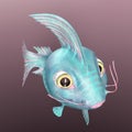 3d-illustration of an isolated colorful alien fantasy fish creature Royalty Free Stock Photo