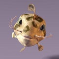 3d-illustration of an isolated colorful alien fantasy fish creature