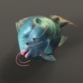 3d-illustration of an isolated colorful alien fantasy fish creature Royalty Free Stock Photo