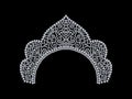 3D illustration isolated diamond crown tiara kokoshnik with glittering precious stones on a black background