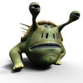 3d-illustration of an isolated fantasy creature with funny eyes and dangerous stings Royalty Free Stock Photo