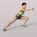 3D-Illustration of an Isolated Fitness Girl making Sport