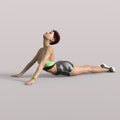 3D-Illustration of an Isolated Fitness Girl making Sport in cobra pose