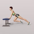 3D-Illustration of an Isolated Fitness Girl making Sport on a bank