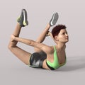 3D-Illustration of an Isolated Fitness Girl making Sport and yoga