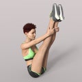 3D-Illustration of an Isolated Fitness Girl making Sport and yoga