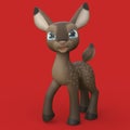 3D-Illustration of an Isolated Funny Cartoon Deer