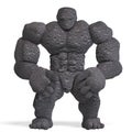 3d-illustration of an isolated giant fantasy basalt golem creature