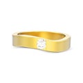 3D illustration isolated illusion modern bent yellow gold ring w