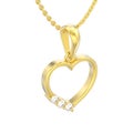 3D illustration isolated jewelry gold diamond heart necklace on Royalty Free Stock Photo