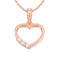 3D illustration isolated red rose gold diamond heart necklace on Royalty Free Stock Photo