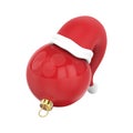 3D illustration isolated new year red Christmas ball in the Santa Claus hat Royalty Free Stock Photo