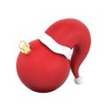 3D illustration isolated new year red Christmas ball in the Santa Claus hat Royalty Free Stock Photo