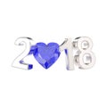 3D illustration isolated new year 2018 white gold or silver numb Royalty Free Stock Photo