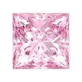 3D illustration isolated pink princess square diamond stone on Royalty Free Stock Photo