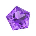 3D illustration isolated purple pentagon diamond stone