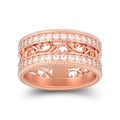3D illustration isolated rose gold decorative carved out ornament ring with shadow Royalty Free Stock Photo