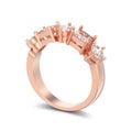 3D illustration isolated rose gold decorative ring with differen Royalty Free Stock Photo