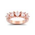 3D illustration isolated rose gold decorative ring with differen Royalty Free Stock Photo