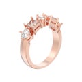 3D illustration isolated rose gold decorative ring with different round and square diamond Royalty Free Stock Photo