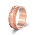 3D illustration isolated rose gold decorative wedding bands carved out ring with ornament with shadow Royalty Free Stock Photo