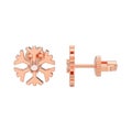 3D illustration isolated rose gold diamond snowflake stud earrings Royalty Free Stock Photo