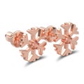 3D illustration isolated rose gold diamond snowflake stud earrings with shadow Royalty Free Stock Photo