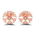 3D illustration isolated rose gold diamond snowflake stud earrings with shadow Royalty Free Stock Photo