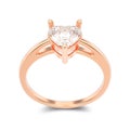 3D illustration isolated rose gold engagement ring with diamond Royalty Free Stock Photo