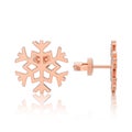 3D illustration isolated rose gold snowflake stud earrings with Royalty Free Stock Photo